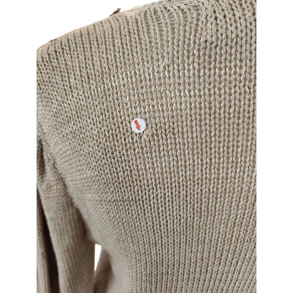 Vintage 80s Enfin Marcia Hand Loomed Brown Lace Knit Sweater M Ruffles - Picture 5 of 7